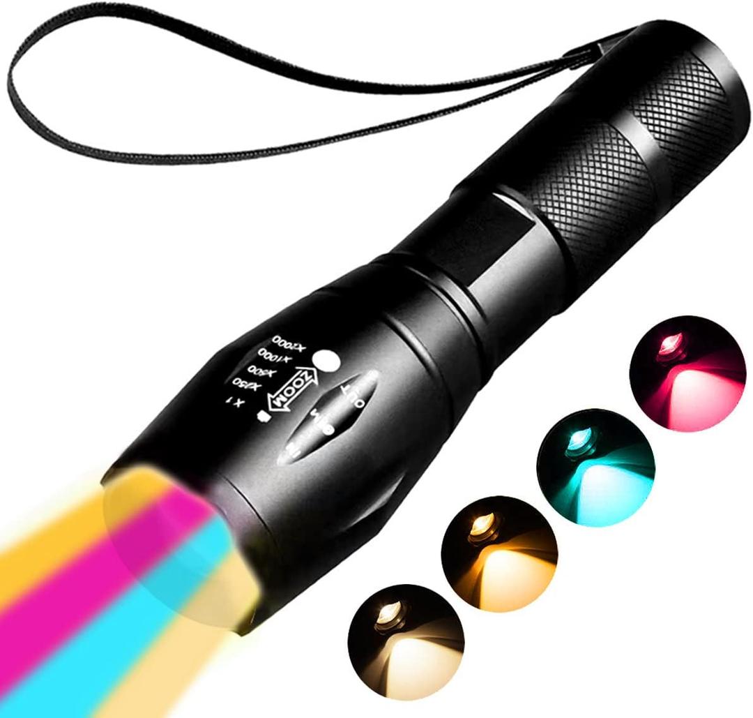 Rechargeable Amber Flashlight - 4 in 1 Sunset Lamp with Warm 1800K Light for Eye Care & Photography Fill Light - Zoom 4 Modes
