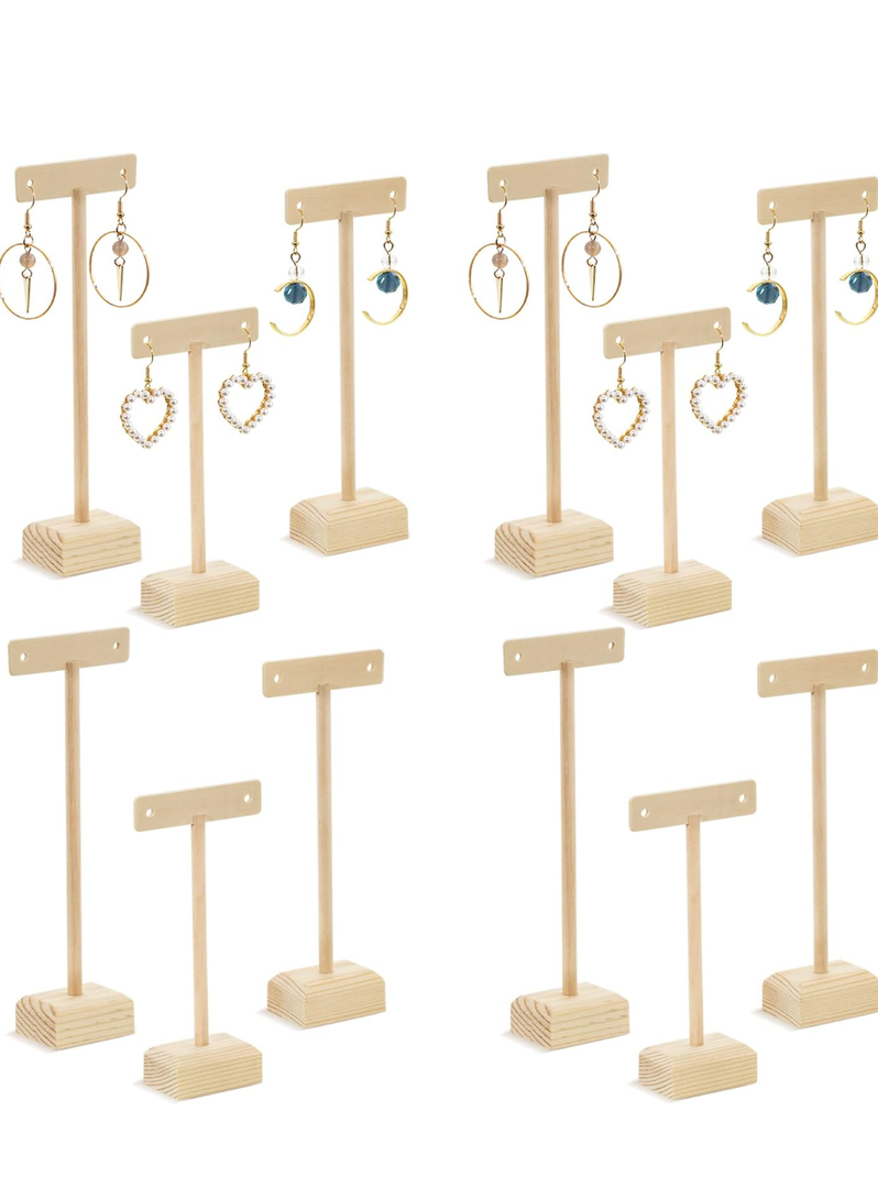 Marsui Earring Display Stands for Selling Set Wooden T Bar Jewelry Display Stand Holder for Necklaces Bracelet Showroom Trade