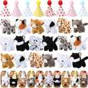 20 Set Cat Stuffed Animals Bulk with Birthday Hats Kraft Paper Boxes Mini Plush Toys Small Stuffed Kittens Adopt Pet Gift for Adoption Event Animal Theme Birthday Party (Standing Cat)