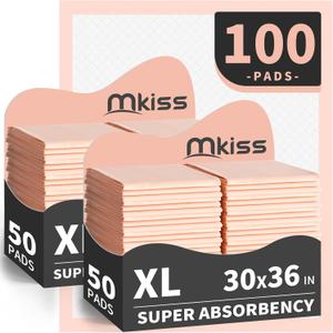 MKISS Bed Pads Disposable [100 Count] Adult Incontinence Underpads 30" x 36" Heavy Duty Absorbent Pee Pad, XL Chucks Leakproof, Extra Large Puppy Training Pad, Waterproof Baby Changing Pad