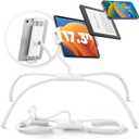 SAIJI iPad Stand, Adjustable Ergonomic Tablet Holder for Bed, Kindle Stand for Reading in Bed Fit for Tablet, Phone, Kindle, Portable Monitor, Switch and More 4.7"-17.3" Devices (White)