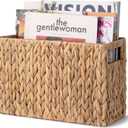 StorageWorks Hand-Woven Magazine Holder, Magazine Wicker Basket for Bathroom, Office, Rattan Magazine Holder, Natural Water Hyacinth, 1 Pack