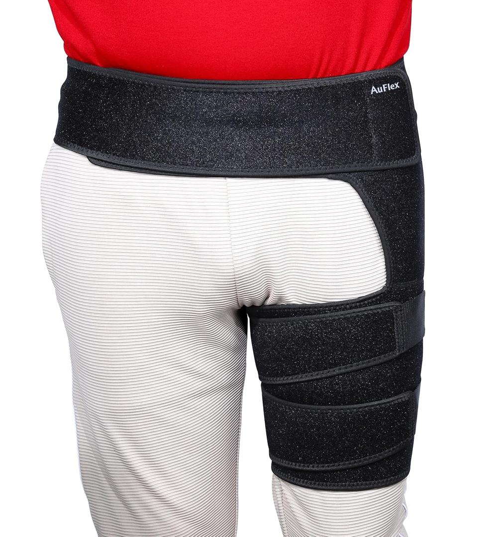 Hip Brace for Sciatica Pain Relief - Adjustable Neoprene Hip Brace for Women & Men with Thigh, Groin, Hamstring Compression Sleeve & SI Joint Support, Black