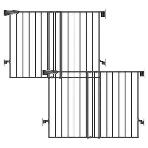 Babelio Baby Gate for Stairs, Kitchen & Doorways, No Bottom Bar| Easy Installation| One-Handed Operation| Auto-Close| Hardware Mount (Drill Needed) Safety Dog Gate (Black - 2 Pcs, 26-43" W, 28" H)