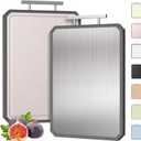 2 in 1 Stainless Steel Cutting Board with Handle Chopping Large Big Small Metal Carving Kitchen Meat Butcher Block not Titanium Wood Bamboo Glass Marble Stone Rubber Plastic Silicone Acrylic Teak Sink (Drak Grey)