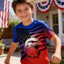uideazone Boys American Flag T-Shirt, Patriotic Graphic Tee 4-5 Years (XS)