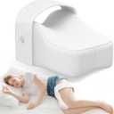 Knee Pillow for Side Sleepers with Adjustable Strap  Memory Foam Leg Cushion, Comfortable Sleeping Support for Sciatica Relief, Back, Hip, Knee & Joint Pain, Spine Alignment (White)