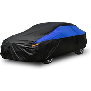 Car Cover for Automobiles All Weather Waterproof, Universal Fit Sedan Chevrolet Corvette, Ford Fusion, Kia Stinger, Nissan Maxima, Buick Regal, Subaru Legacy, Honda Accord etc. (2 Fit Sedan/Coupe-Length (184 To 193"), Black-Blue)