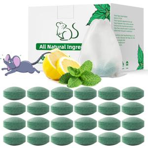 Pest Rodent Repellent, 24 Pack Peppermint Oil Repellent for Mouse Rats Spider Roach Ant Squirrel Pest Control Indoor & Outdoor, Natural Mice Deterrent Replace Trap Poisoning Family & Pet Safe Green, 1 Count