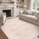 BESBLEE 8x10 Area Rugs for Living Room, Machine Washable Non Slip Vintage Large Rugs, Low Pile Lightweigt Chenille Print Indoor Rug for Bedroom, Dining Room, Home Office, Pink