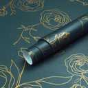 Safiyya 393"x17.3" Peel and Stick Wallpaper Gold and Teal Green Contact Paper Floral Wallpaper Self Adhesive Removable Wallpaper for Bedroom Covering Vinyl Rolls