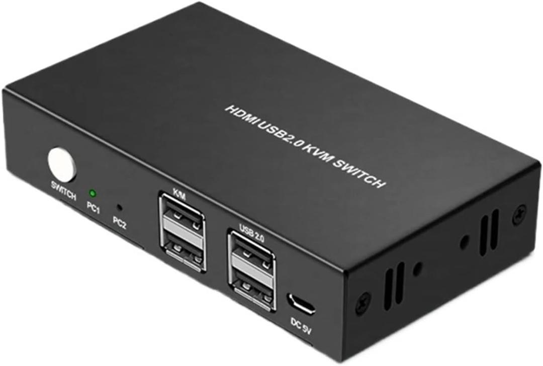 YXX7XY USB KVM Switch HDMI Splitter Switch Support 4K@60Hz 2 in 1 Out with USB Keyboard and Mouse Switch