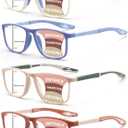 BLOEXCLU 4 Pack Progressive Multi focus Reading Glasses for Men Women TR90 Sports Style Anti-Blue Light Computer Readers