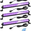 48W LED Black Light Bar with Remote and Switch,Blacklight Bars with Plug and 6.5ft Cord,Black Light for Glow Party,Halloween,Bedroom