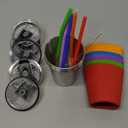 Kids Cups with Straws and Lids Leak Proof, 12oz Sippy Cups for Toddlers 1-3 No Spill, 2 Pack Spill Proof Cup Stainless Steel Kids Cup with Lids for School, Outdoor (Blue & Green)