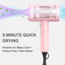 slopehill Professional Ionic Hair Dryer, Powerful 1800W Fast Drying Low Noise Blow Dryer with 2 Concentrator Nozzle 1 Diffuser Attachments for Home Salon Travel (Pink)