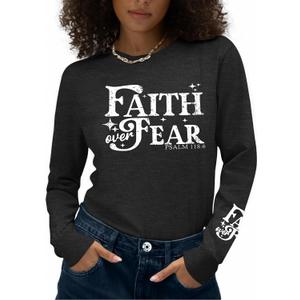 Long Sleeve Shirts for Women - Womens Christian Graphic Tees Religious Sayings Inspirational Tee Tops (X-Large, Grey)