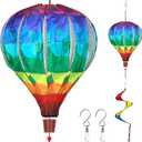 2PCS Giant Rainbow Hot Air Balloon Wind Spinners 14" W x 59" H Large Multicolor Whirligig Wind Spinner Hanging Ornaments for Yard Garden Lawn Outdoor Decorations