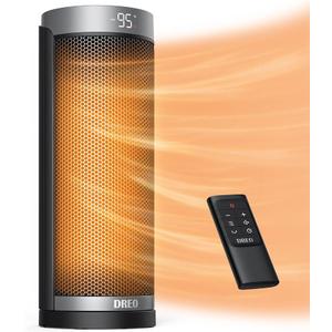 Dreo Space Heaters for Indoor Use, Electric Heater with Remote for Bedroom Large Room, 16 inch Upgraded 1500W Fast Heating with Thermostat, Overheating & Tip-Over Protection, 70°Oscillating, Portable