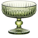 WAIT FLY Vintage Embossed Stripe Glass Dessert Bowl, Footed Trifle Bowl Ice Cream Bowl Serving Bowl-Green Pack of 6