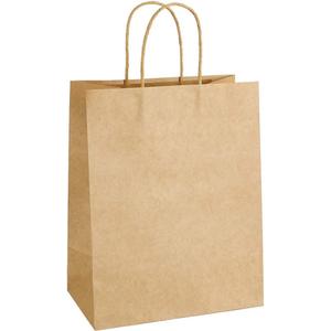 100Pcs Kraft Paper Bags 7.8x4.25x10.6" Gift Bag with Handles for Wedding Party Craft Retail Packaging ,Recycled Twist handles Brown Shopping Bags (Brown,S-100) (Brown)