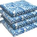 LVTXIII Outdoor Chair Cushions, Fade-Resistant Patio Furniture Cushions Outdoor Square Corner Chair Pads with Ties for Dining Chairs and Garden Furniture Decoration, 18.5"x16"x2" Set of 4, Blue Bricks