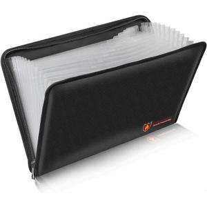 Fireproof Document Bag Fire & Water Resistant File Folder A4 Size 12 Pockets Fireproof Waterproof Safe Document Holder, Non-Itchy Silicone Coated Portable Filing Pouch for Legal Document(Clear)