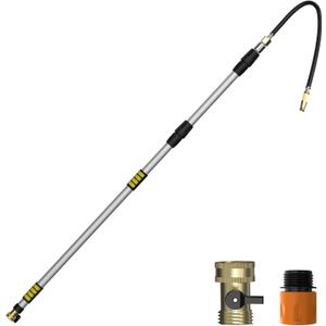 LAANPOLE Gutter Cleaning Tools from The Ground, 12FT(20FT Reach) Rain Cleaner with Bendable Wand and Quick Connect Adapter for Garden Hose
