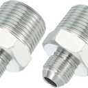 PATIKIL Hex Reducing Nipple Connectors Pipe Adapter 3/4" Male 37 Flare JIC x 1" Male NPT, 2 Pack Pipe Fitting Reducer Nipple Adapter Plated Steel Hydraulic Fitting