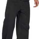 Plaid&Plain Men's Hip Hop Baggy Jeans Casual Wide Leg Y2k Skateboard Vintage Denim Pants Streetwear (Black)