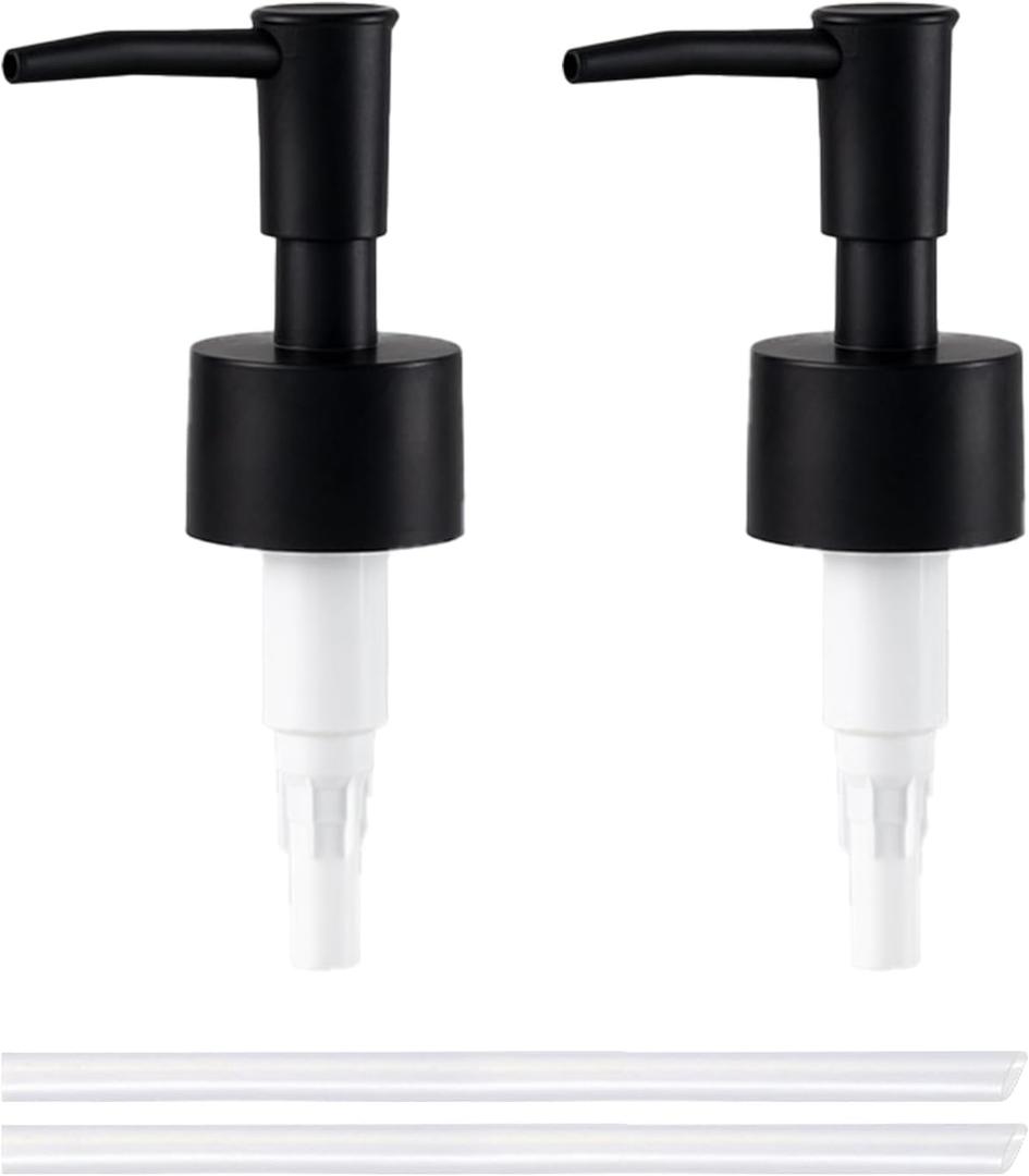 2Pack Pumps Lotion Soap Dispenser Replacement Pump for Your Liquid Soap, Lotion or Dish Soap Refill Dispenser Kitchen Bathroom Worktop Bottles 28/400 Thread Size (Black)