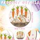 3 Pcs Happy Easter Door Hanger Decoration Easter Rabbit Wooden Door Sign Bunny Welcome Wreath for Front Decor for Farmhouse Home Living Room Decor, 11.8 x 11.8 Inch