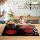 Electric Cooktop 24 Inch 220-240V, Built-in Ceramic Cooktop, Radiant Electric Stove Top with Safety Lock, Timer & Glass Protection Metal Frame, Over-Temperature Protection, Hard Wire(No Plug)