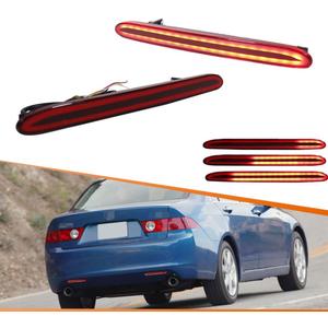 ADIIL Rear Fog Light Bumper Reflector Brake Tail Sequential Flash Singal Lights For 2004-2008 Honda Acura Accord, 2007-2008 Honda Odyssey, 2005-2006 Honda CR-V, 2009-2011 Honda Element (Red Lens)