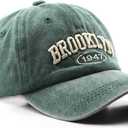 Brooklyn Cap Washed Vintage Baseball Cap Sun Hat for Men and Women (Medium-Large, Green)