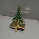 JUSTOTRY Christmas Stocking Holders for Mantle Glitter Green Xmas Tree Gold Stocking Holder for Fireplace Home Decor Holiday Gifts Christmas Decorations Supplies Non-Skid Durable and Sturdy 7.9x4.9 Inch