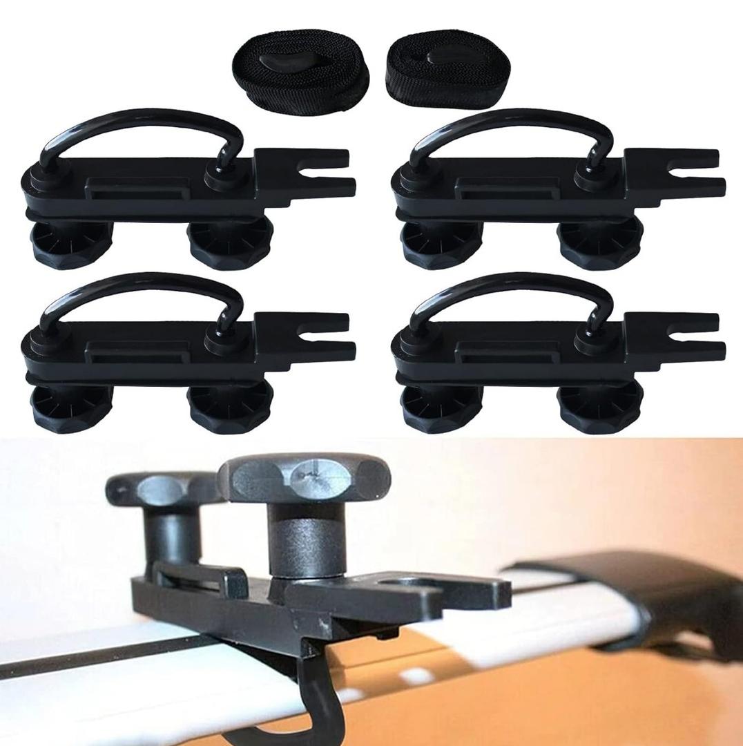 4 PCS Stainless Steel Universal Roof Box U-Bolt Clamps Van Mounting Accessory Kit U Brackets Installation Accessory Van Roof Rack Mount Kit 85mm Inner Width with 8 Lock Nuts, 2 Straps