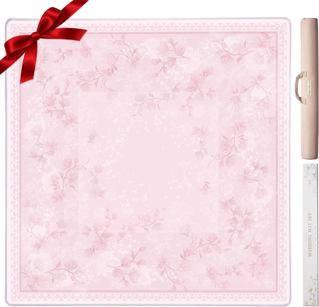 Pink American Mahjong Mat for Table, 33 x 33 Inch, 3mm Thick, No Creases
