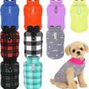 Reginary 10 Pack Medium Dog Sweaters Fleece Pet Dog Clothes with Leash Ring Soft Warm Winter Puppy Plaid Shirt(Stylish) (Medium,6.6-8.8 lb)