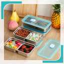 4 Pcs Stainless Steel Snack Containers, Grab and Go Snack Containers Reusable, Double Compartment Condiment with Lid Stainless Steel Food Storage for Classroom Travel and Outdoor Camping