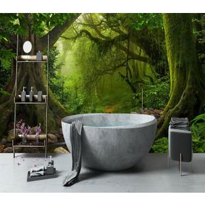 Peel and Stick Green Forest Wallpaper Landscapes Woodland Tree Mural, 137"x96"