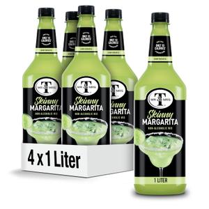Mr & Mrs T Skinny Margarita Mix, 1 L bottle (Pack of 4), Tangy Lime Blend Flavored Cocktail Mixer, Made with Cane Sugar, Perfect for Traditional Margarita and Mocktail Drinks
