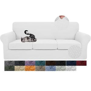 JIVINER Pieces Couch Covers for 3 Cushion Couch Stretch Sofa Slipcover with 3 Seat Cushion Covers Thick Fitted Couch Cover for Pet Dogs Furniture Protector (Sofa, Off White)
