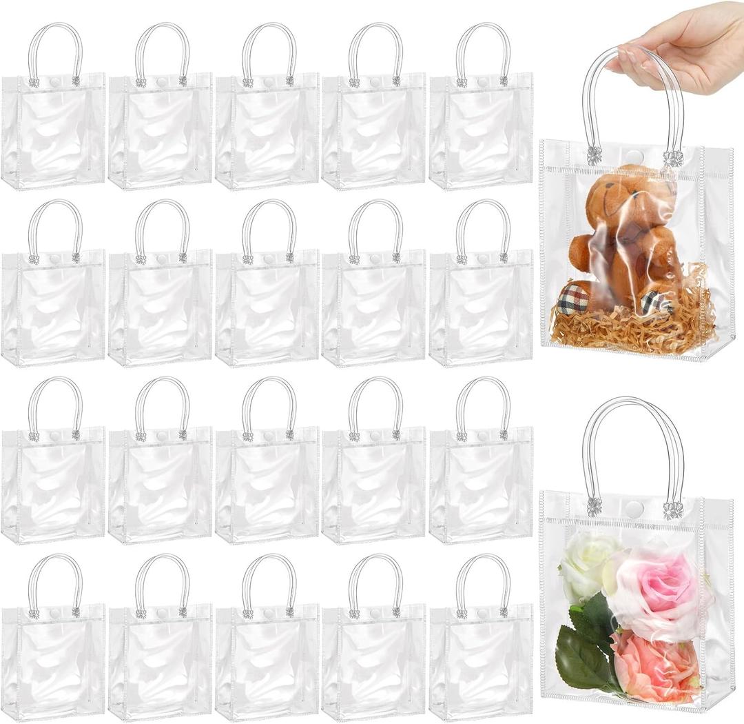 ProSuites 20 Pack Clear Plastic Gift Bags for Wedding Favors, Party Favor Bags Small 5.1" L x 2.75" W x 5.9" H - Premium Quality, Bulk Packaging Included (Crystal Clear)