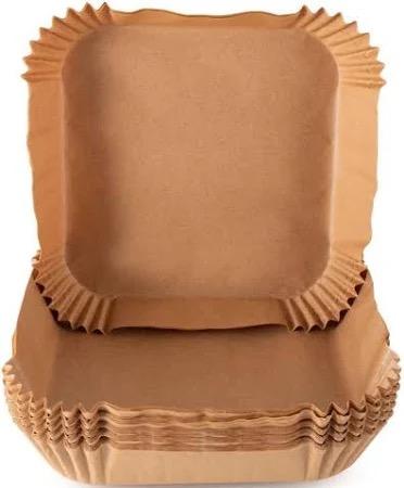 Square Unbleached Heavy Duty Air Fryer Paper Liners Disposable, Non-Stick & Non-Leak Parchment Paper Liners for Airfryer Basket, Deep Fryer Parts & Accessories