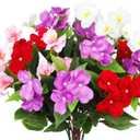 4 Pcs Artificial Flowers for Outdoors UV Resistant Silk Impatiens and Artificial Hibiscus Flowers Fake Plant Greenery Faux Impatiens for Outdoor Planters Spring Summer Porch Patio Balcony (Pink, Purple, Red, White)