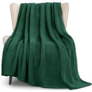 Whale Flotilla Extra Large Fuzzy Fleece Throw Blanket for Couch, 50x70 Inch Fluffy Warm Soft Jacquard Blankets for All Season, Lightweight and Cozy, Emerald Green