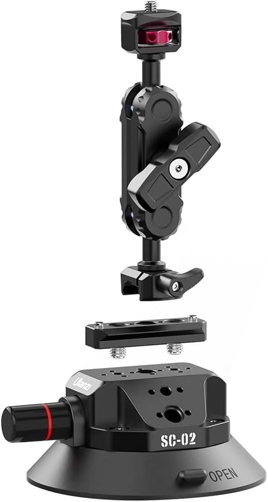 ULANZI SC-02 Strong 4.5-inch Suction Cup and Ball Head Arm Mount for Action/Digital Cameras up to 3KG