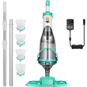 VIVOHOME Handheld Pool Vacuum 1110 GPH Suction Cordless Pool Cleaner 40W Powerful Motor Long-Run 60min Battery, Adjustable 9.12FT Pole for Above Ground & In-Ground Pools, Spas - Green