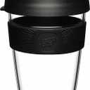 KeepCup Original, Lightweight Plastic Reusable Coffee Cup with Splashproof Sipper Lid - Medium 12oz/340ml - Black